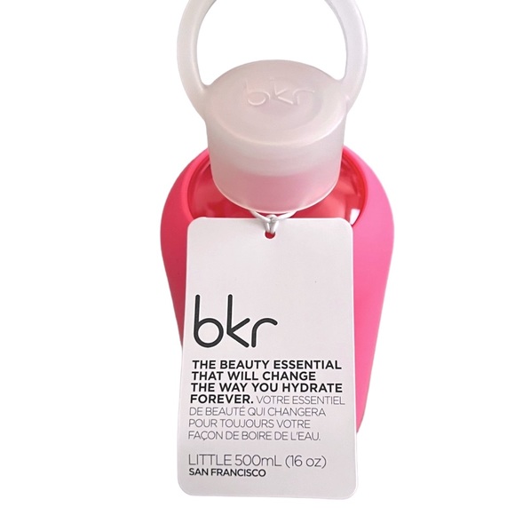 NEW BKR 16 oz. Glass & Silicone Water Bottle in Bright Watermelon Pink - Picture 2 of 8